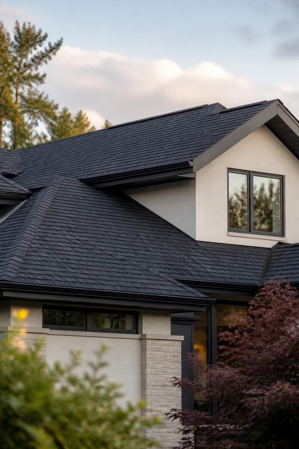Completed roof replacement on a contemporary home under natural light
